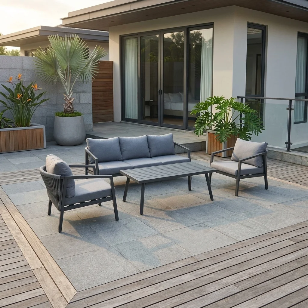 AI Generated Product Image CANAPE 3 PLACES+ 2 FAUTUEILS + TABLE BASSE - GRIS – Image 1
