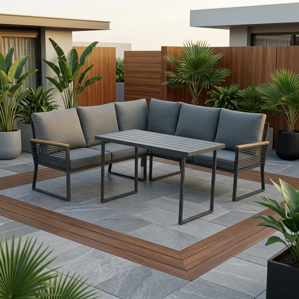 AI Generated Product Image CANAPÉ D'ANGLE + TABLE HAUTE - GRIS ET NOIR – Image 1