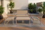 CANAPE 2 PLACES + 2 FAUTEUILS+ 1 TABLE BASSE - BEIGE