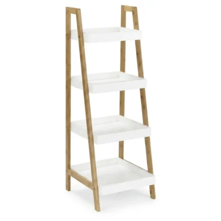 ÉTAGÈRE 4 NIVEAUX EN MÉTAL ET BOIS - BLANC