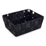 CORBEILLE DE RANGEMENT EN SANGLE TRESSÉE - NOIR