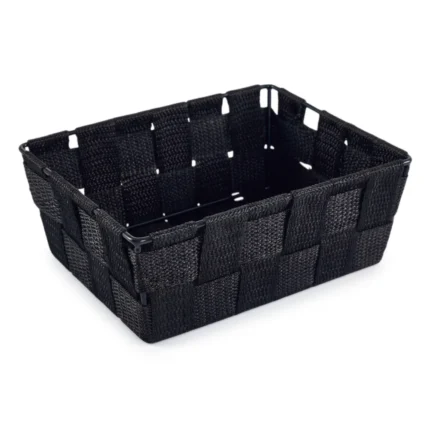 CORBEILLE DE RANGEMENT EN SANGLE TRESSÉE - NOIR