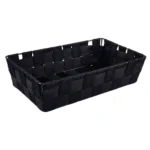 CORBEILLE DE RANGEMENT 28X16X7 CM EN SANGLE TRESSÉE - NOIR