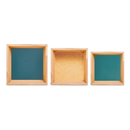 LOT DE 3 ÉTAGÈRES MURALES CARRÉES EN BOIS