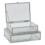 LOT DE 2 BOÎTES À BIJOUX EN MÉTAL ET VERRE