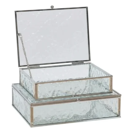 LOT DE 2 BOÎTES À BIJOUX EN MÉTAL ET VERRE