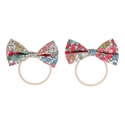 LOT DE 2 ÉLASTIQUES À CHEVEUX NOEUD IMPRIMÉ LIBERTY