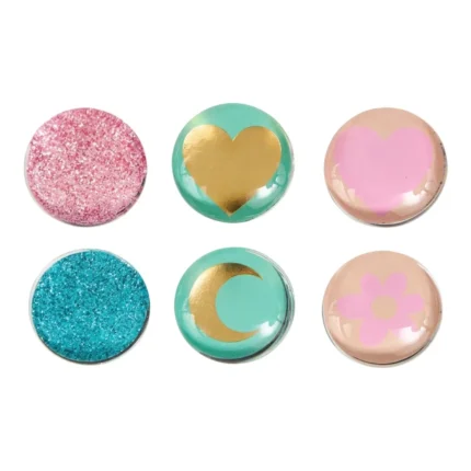 LOT DE 6 MAGNETS PAILLETÉS - ROSE ET VERT