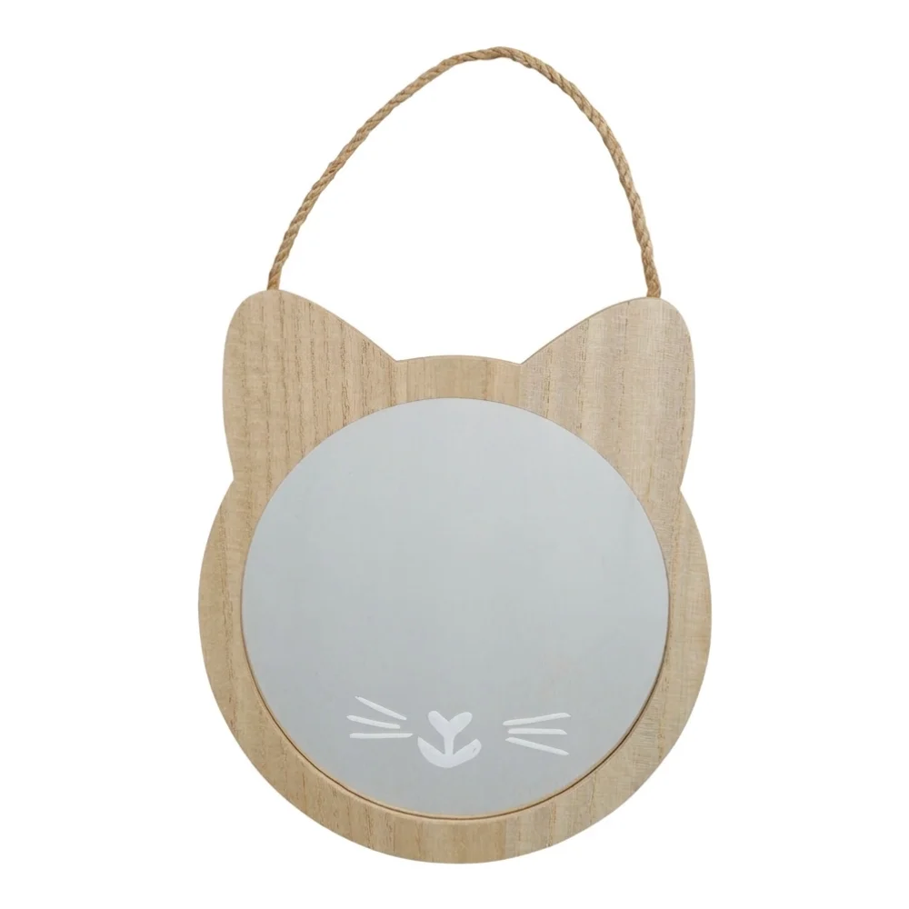 AI Generated Product Image MIROIR BOIS FORME CHAT - NATUREL – Image 1