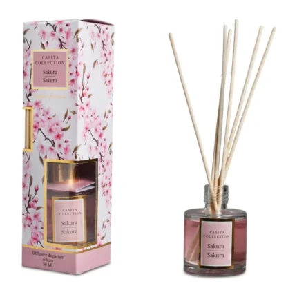 DIFFUSEUR DE PARFUM 6 TIGES 50 ML, SENTEUR SAKURA