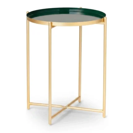 TABLE D'APPOINT RONDE 47,5 CM - DORÉ ET VERT