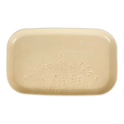 PLAT EN GRÈS - MOTIF FLORAL