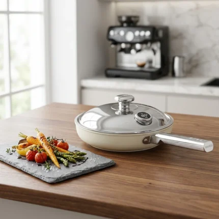 POÊLE 24 CM ANTIADHÉSIVE - CRÈME SMEG