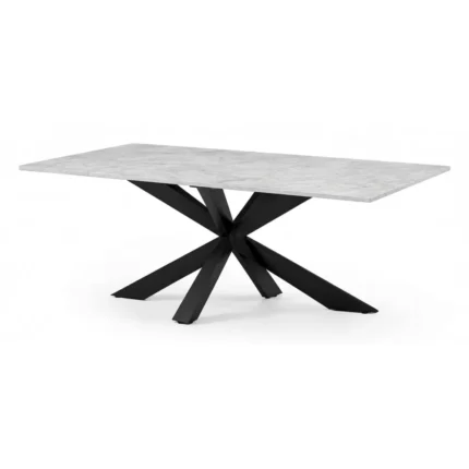 TABLE BASSE PLATEAU CÉRAMIQUE ET PIEDS MÉTAL - BLANC