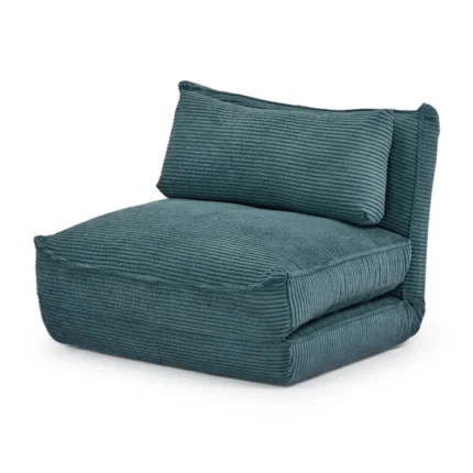 FAUTEUIL CONVERTIBLE PLIANT 1 PLACE VELOURS CÔTELÉ - BLEU