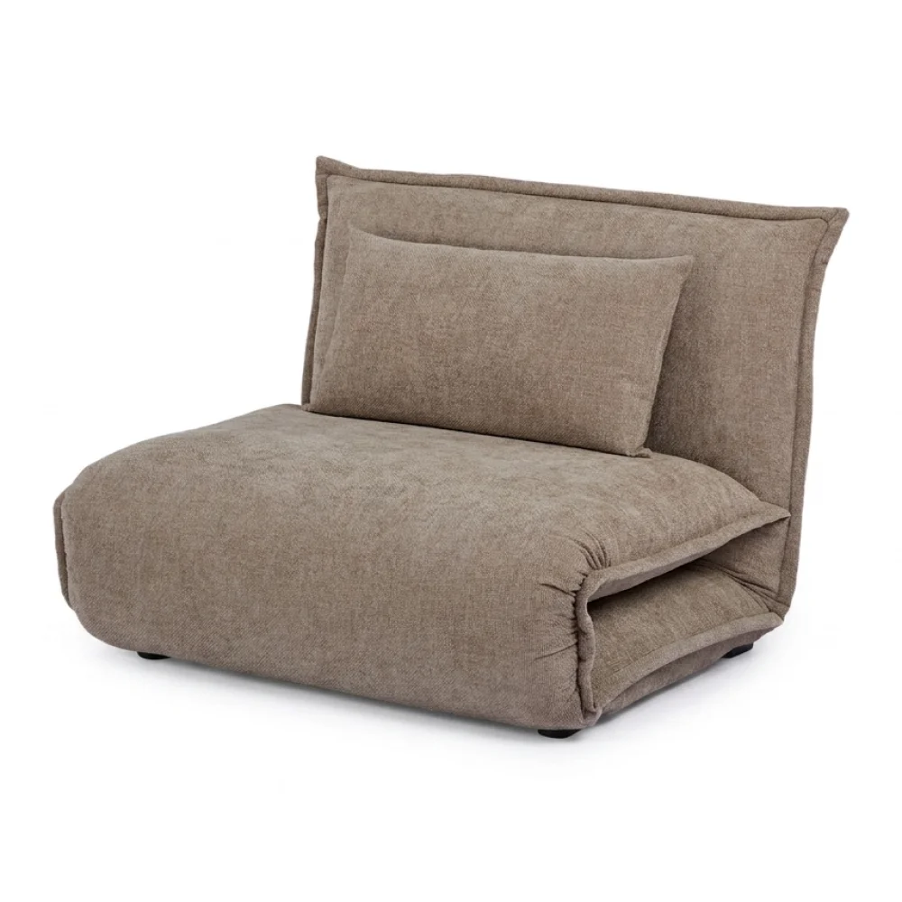 AI Generated Product Image FAUTEUIL CONVERTIBLE PLIANT 1 PLACE TISSU BOUCLÉ - MARRON CLAIR – Image 1