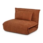 FAUTEUIL CONVERTIBLE PLIANT 1 PLACE TISSU BOUCLÉ - TERRACOTTA
