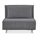 FAUTEUIL CONVERTIBLE 1 PLACE TISSU CÔTELÉ SUR PIEDS BOIS - GRIS