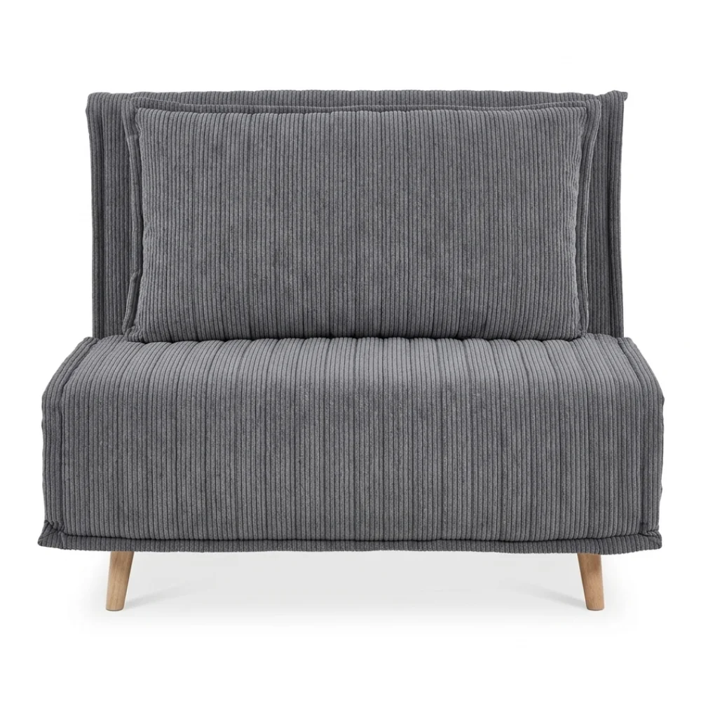 AI Generated Product Image FAUTEUIL CONVERTIBLE 1 PLACE TISSU CÔTELÉ SUR PIEDS BOIS - GRIS – Image 1