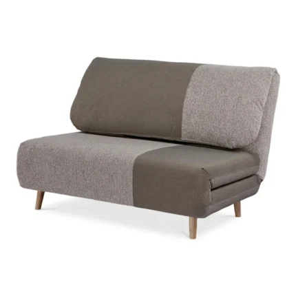 FAUTEUIL CONVERTIBLE 1 PLACE TISSU BICOLORE SUR PIEDS BOIS - BICOLORE CARAMEL/GRIS CLAIR