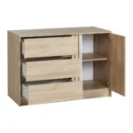 COMMODE 1 PORTE ET 3 TIROIRS - CHENE JAPON