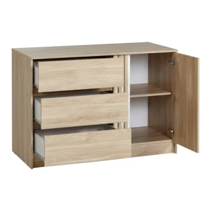 COMMODE 1 PORTE ET 3 TIROIRS - CHENE JAPON