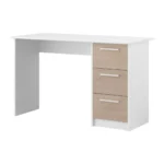 BUREAU 3 TIROIRS - BLANC ET CHENE