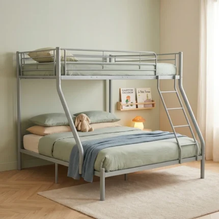 LIT SUPERPOSÉ TRIO 90X190/140X190 CM EN ACIER - GRIS