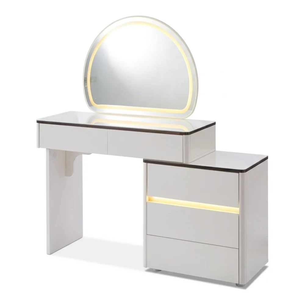 AI Generated Product Image COIFFEUSE LED 5 TIROIRS - BLANC LISERÉ CHÊNE – Image 1