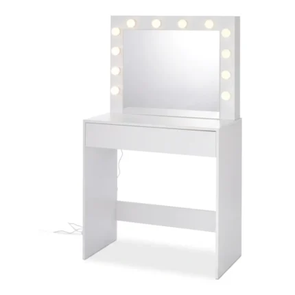COIFFEUSE AMPOULES LED 1 TIROIR - BLANC