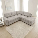 CANAPÉ D'ANGLE DROIT CONVERTIBLE AVEC COFFRE DE RANGEMENT - GRIS