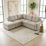 CANAPÉ D'ANGLE GAUCHE CONVERTIBLE AVEC COFFRE DE RANGEMENT - GRIS