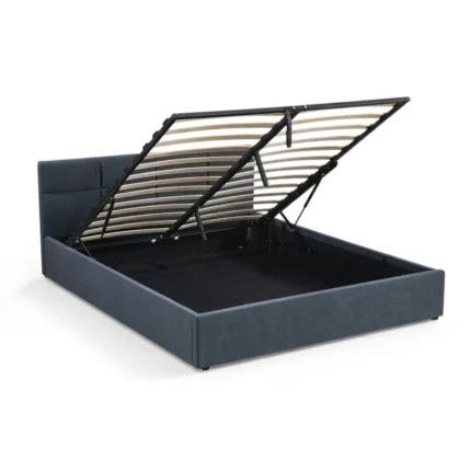 LIT 160 X 200 EN TISSU - GRIS FONCÉ ( SOMMIER INCLUS )