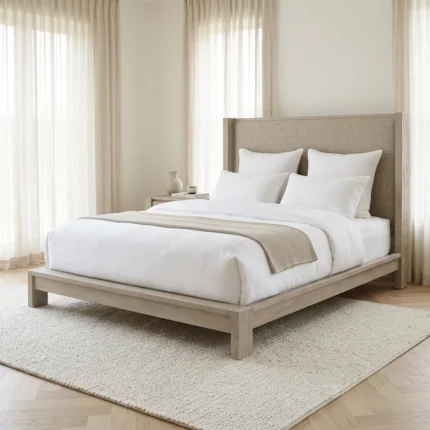 LIT + SOMMIER 160X200 CM - GRIS WASH