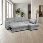 CANAPE D'ANGLE CONVERTIBLE ET REVERSIBLE CÔTELÉ- GRIS