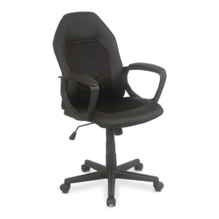 FAUTEUIL DE BUREAU PIVOTANT EN SIMILI CUIR ET MESH - NOIR/ROUGE