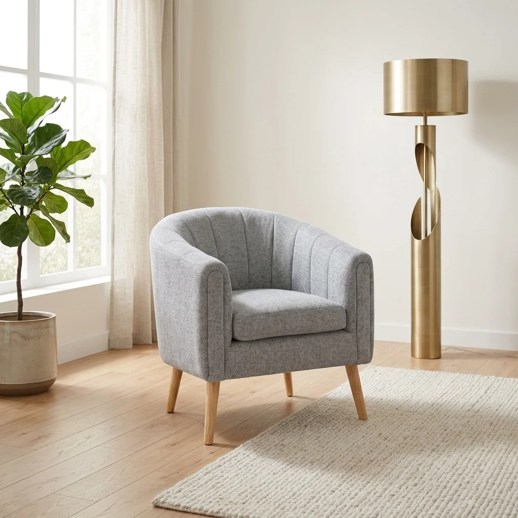 AI Generated Product Image FAUTEUIL CLUB EN TISSU - GRIS – Image 1