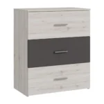 COMMODE 3 TIROIRS - CHENE CENDRE & GRIS