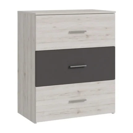 COMMODE 3 TIROIRS - CHENE CENDRE & GRIS