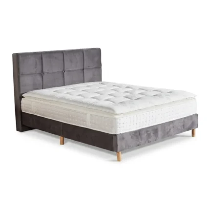LIT + TÊTE DE LIT + MATELAS 180X200 CM EN VELOURS - GRIS CLAIR