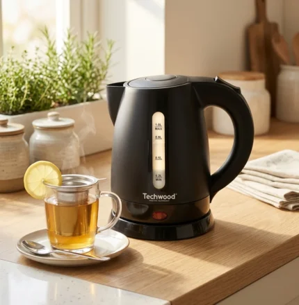 BOUILLOIRE SANS FIL 1 L 1600 W ARRÊT AUTOMATIQUE - NOIR - TECHWOOD