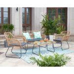 CANAPE 2 PLACES + 2 FAUTEUILS+ 1 TABLE BASSE AVEC COUSSIN - NATUREL – Image 2