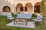 CANAPE 3 PLACES + 2 FAUTEUILS + TABLE BASSE - NOIR ET GRIS – Image 2