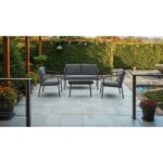 CANAPÉ 2 PLACES + 2 FAUTEUILS + TABLE BASSE - NOIR – Image 2