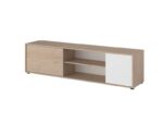 MEUBLE TV 2 PORTES + 2 NICHES CHENE  ET BLANC – Image 2