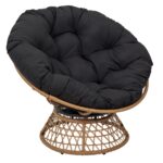 FAUTEUIL DE JARDIN PIVOTANT AVEC COUSSIN - NOIR – Image 2