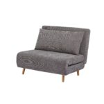FAUTEUIL CONVERTIBLE 1 PLACE TISSU TWEED BOUCLÉ SUR PIEDS BOIS - GRIS – Image 2