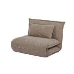 FAUTEUIL CONVERTIBLE PLIANT 1 PLACE TISSU BOUCLÉ - MARRON CLAIR – Image 2