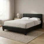 LIT 160 X 200 CM PVC AVEC SOMMIER - NOIR