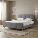 LIT 160 X 200 CM EN TISSU - GRIS FONCE (SOMMIER INCLUS)